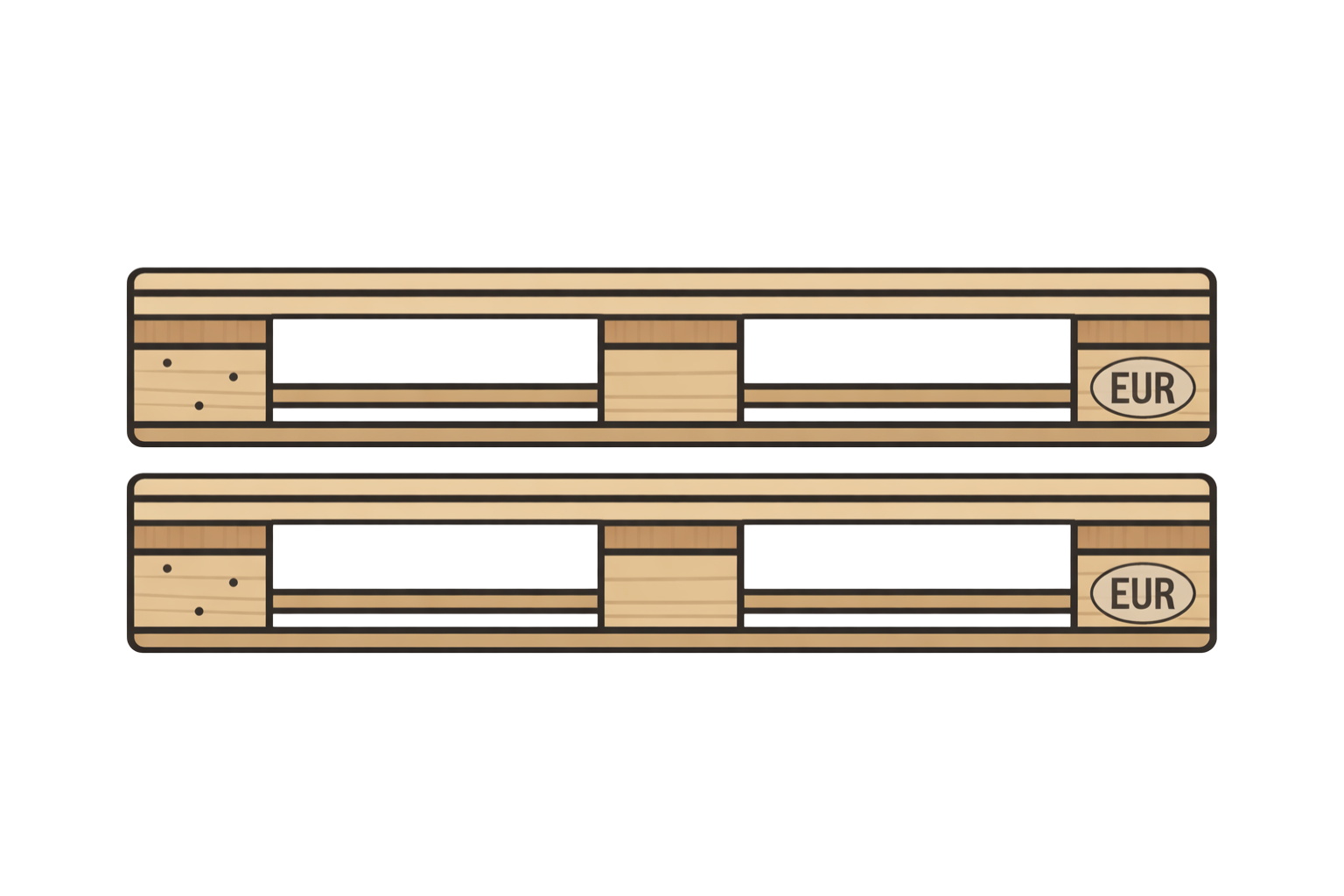 Boční pohled na europaletu